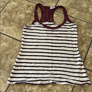 Striped Burgundy and White Women's Tank Top